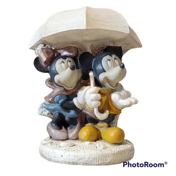 VTG Disney Mickey and Minnie Mouse "Rainy Day" Statue Garden Art - Retired - Picture 1 of 10